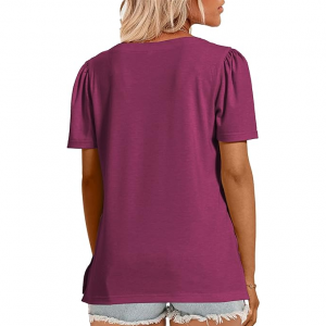 Womens Summer Tops Short Sleeve Crew Neck Shirts Puff Sleeve Casual Tshirts